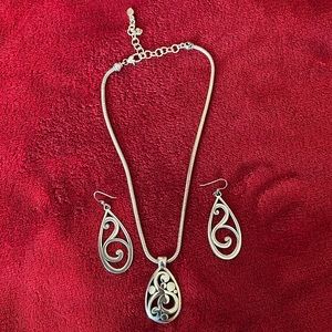 Elegant Brighton Silver Necklace and Earring Set